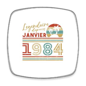 Janvier 1984 Vintage Rétro Anniversaire Cadeau - Magnet carré - blanc - Devant