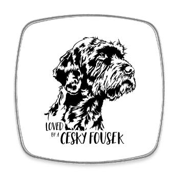 Loved by a Cesky Fousek Jagdhunde Spruch Wilsigns - Viereckiger Kühlschrankmagnet - Weiß - Vorne