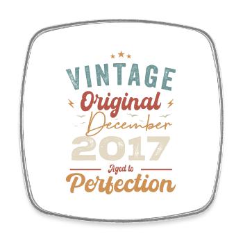 Vintage Geburtstag - Dezember 2017 - Geschenkidee - Viereckiger Kühlschrankmagnet - Weiß - Vorne
