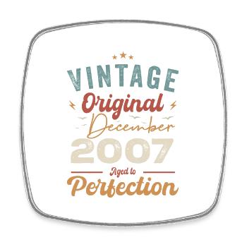 Vintage Geburtstag - Dezember 2007 - Geschenkidee - Viereckiger Kühlschrankmagnet - Weiß - Vorne
