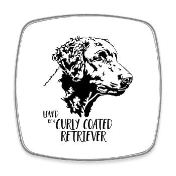 Loved by a Curly Coated Retriever Hunde Wilsigns - Viereckiger Kühlschrankmagnet - Weiß - Vorne