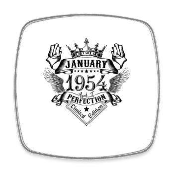 January 1954 January 1954 born in January - Square fridge magnet - white - Front
