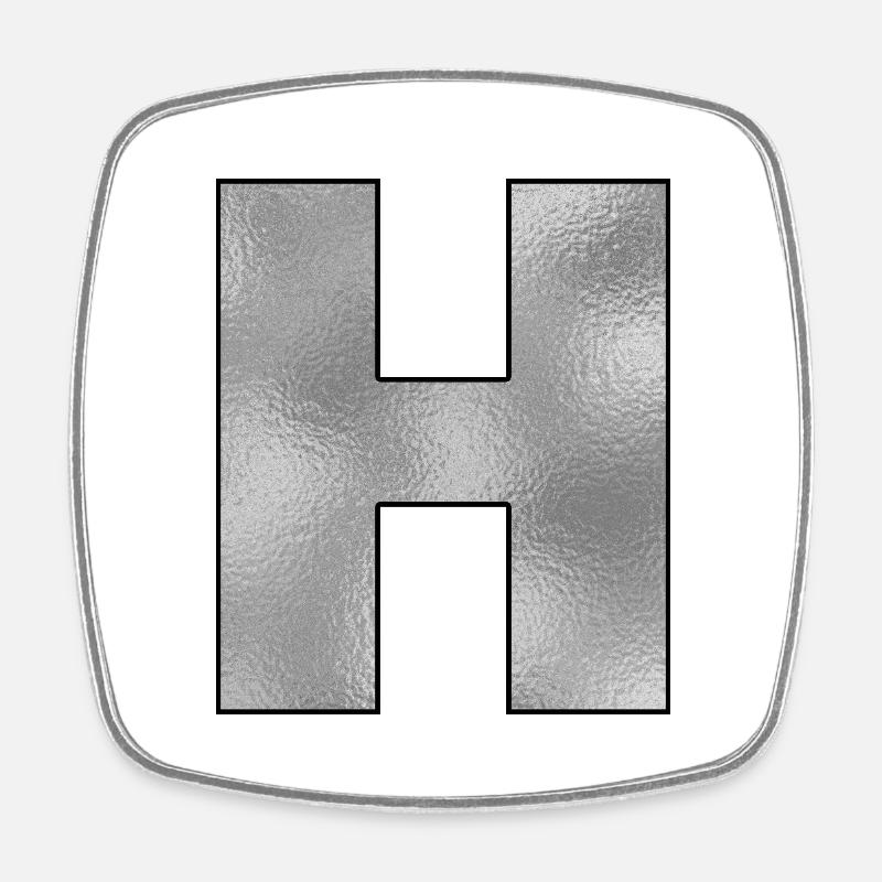 Letter H Silver - Square fridge magnet - white