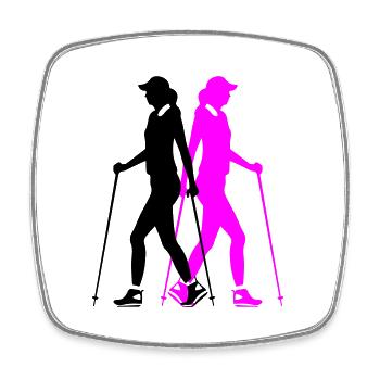 Nordic Walking Frau Silhouette - Viereckiger Kühlschrankmagnet - Weiß - Vorne