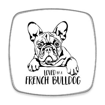 Aimé par un chien bouledogue français disant Wilsigns - Magnet carré - blanc - Devant