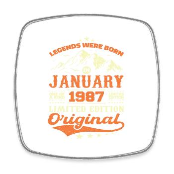 Legendär seit Januar 1987 Vintage Retro 1987 - Viereckiger Kühlschrankmagnet - Weiß - Vorne