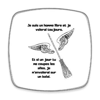Ich bin ein freier Mann und werde immer fliegen. - Viereckiger Kühlschrankmagnet - Weiß - Vorne