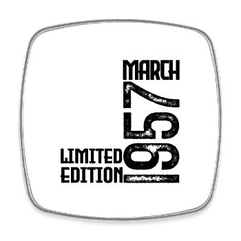 March 1957 Anniversary Gift. March 1957. March - Square fridge magnet - white - Front