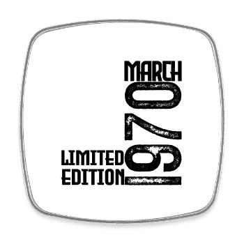 Cadeau Anniversaire Mars 1970. March 1970. mars - Magnet carré - blanc - Devant
