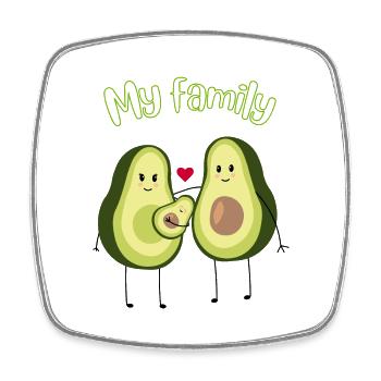 Avocado Family - Square fridge magnet - white - Front