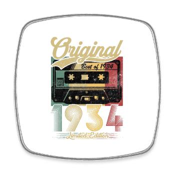 Vintage Anniversaire 1934 Cassette Rétro - Magnet carré - blanc - Devant