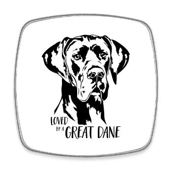 Loved by a Great Dane Dog Saying Dog Wilsigns - Square fridge magnet - white - Front