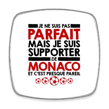 Monaco Football Supporter Foot Maillot Monégasque - Magnet carré - blanc - Devant