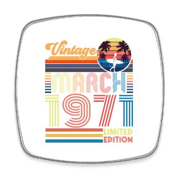Geburtstag März 1971.Geschenk März 1971.März 1971 - Viereckiger Kühlschrankmagnet - Weiß - Vorne