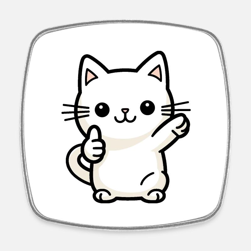 Cat - Dabbing Cat - Square fridge magnet - white