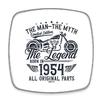 1954 Vintage homme mythe légende moto - Magnet carré - blanc - Devant