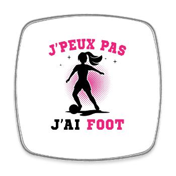 J Peux Pas J Ai Foot - Magnet carré - blanc - Devant
