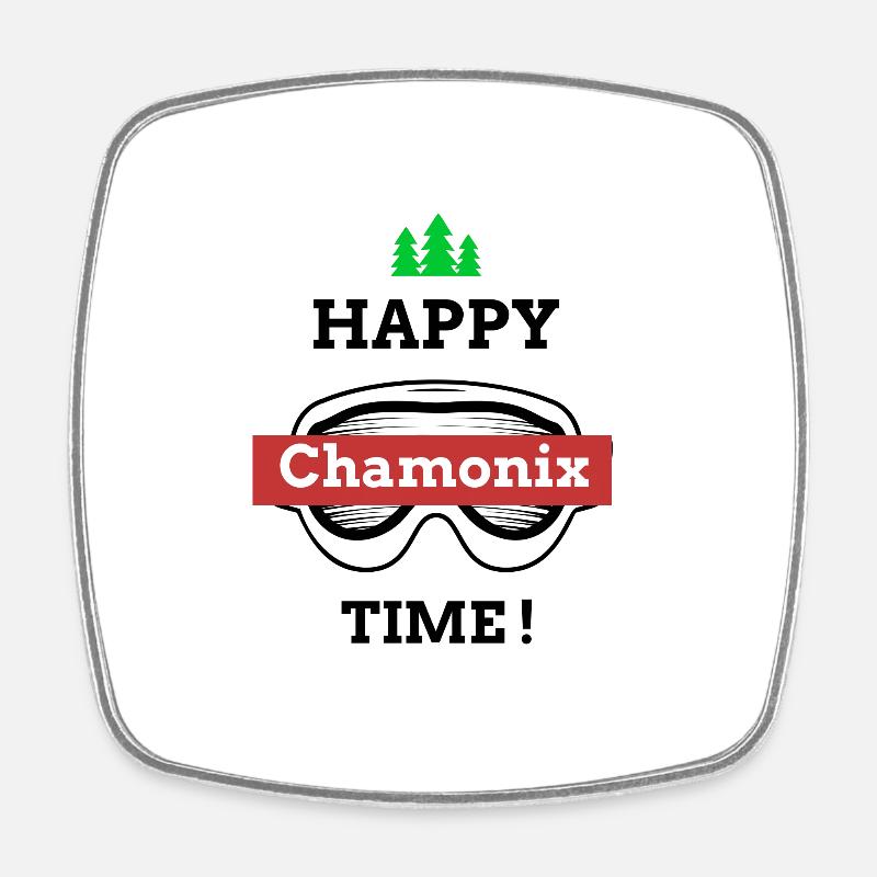 Happy Chamonix time - Magnet carré - blanc