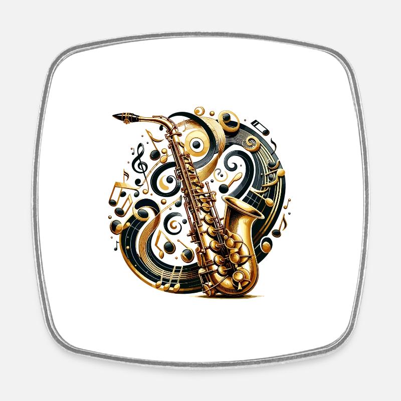 Saxophone, Symphony, Treble Clef, Blues, Music - Square fridge magnet - white