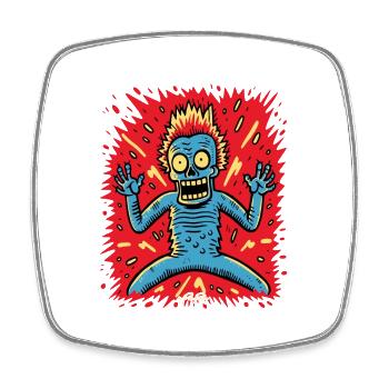 Surprising Cartoon Pop Guy - Square fridge magnet - white - Front