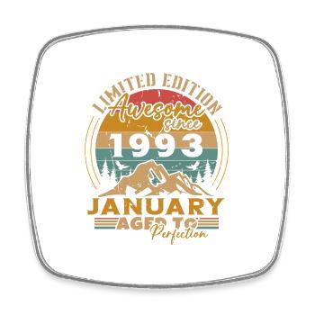 Januar 1993 Vintage-Geburtstags-Retro-Geschenk - Viereckiger Kühlschrankmagnet - Weiß - Vorne