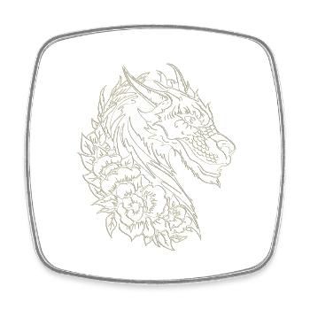Fantasy Drache Anime Drachenkopf Mythisches Reptil - Viereckiger Kühlschrankmagnet - Weiß - Vorne