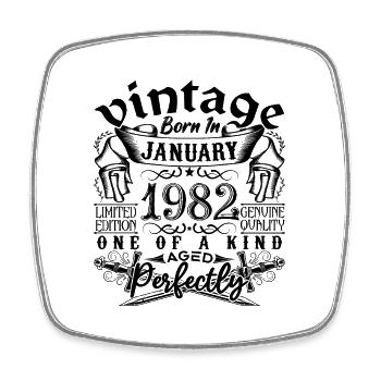 Januar 1982 Geburtstag Januar 1982 Januar - Viereckiger Kühlschrankmagnet - Weiß - Vorne