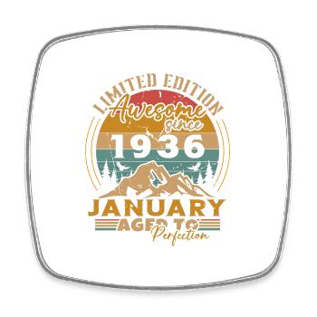 Birthday Gift Born In January 1936 - Square fridge magnet - white - Front
