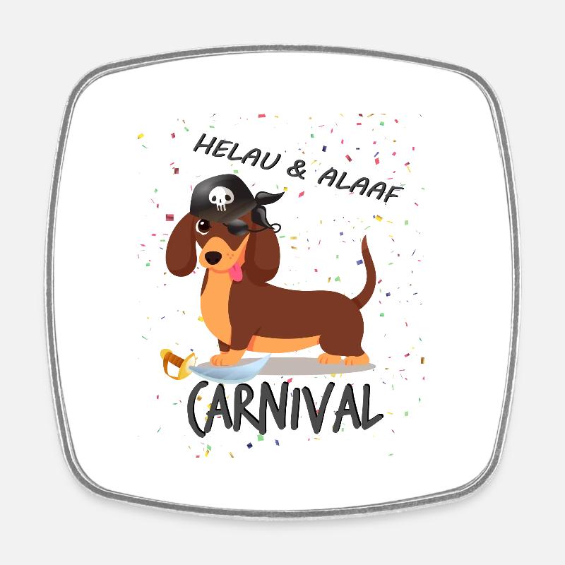 Teckel, Carnaval, Carnaval, Helau, Alaaf, Pirate - Magnet carré - blanc