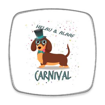Gentleman, Dachshund, Carnival, Carnival, Helau Alaaf - Square fridge magnet - white - Front