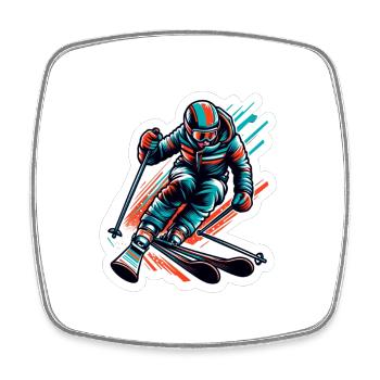 Skifahrer - Viereckiger Kühlschrankmagnet - Weiß - Vorne