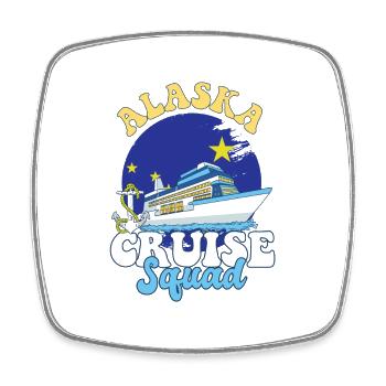 Voyage de vacances en famille de l’escouade de croisière en Alaska - Magnet carré - blanc - Devant