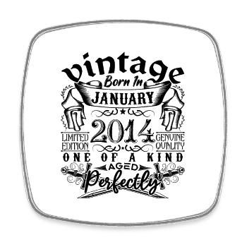 Birthday 2014 January 2014 born in January - Square fridge magnet - white - Front
