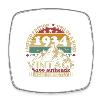 Vintage Geboren 1934 Jahrgang Geburtstag Retro - Viereckiger Kühlschrankmagnet - Weiß - Vorne