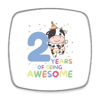 Vache pour les enfants de 2 ans - Magnet carré - blanc - Devant