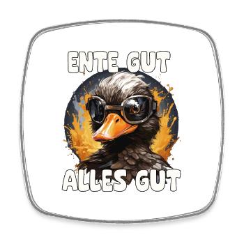 Lustige Ente mit Spruch - Viereckiger Kühlschrankmagnet - Weiß - Vorne