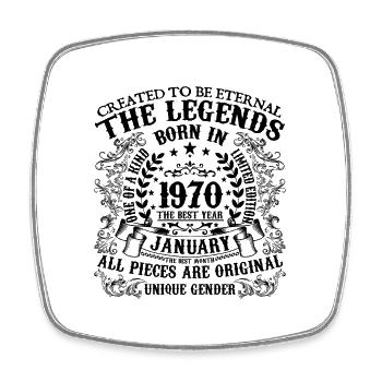 Birthday 1970 January 1970 born in January 1970 - Square fridge magnet - white - Front