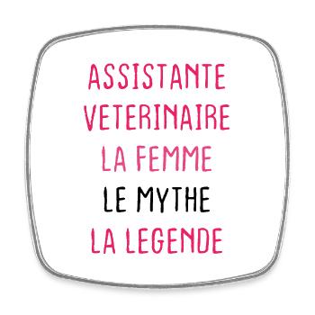 Assistante Veterinaire - Magnet carré - blanc - Devant