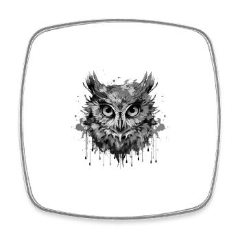 Tête de hibou Portrait Animal - Magnet carré - blanc - Devant