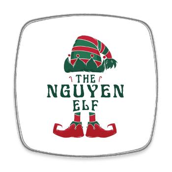 The Nguyen Elf Pajama for Funny Christmas Holiday - Square fridge magnet - white - Front