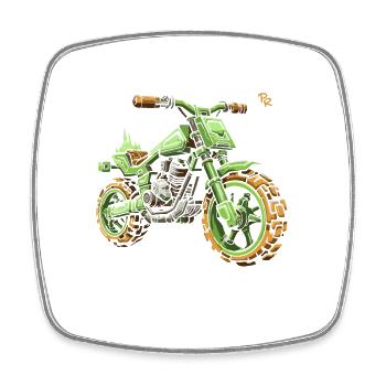 Pixel Bike: Motorcycle Motocross - Square fridge magnet - white - Front
