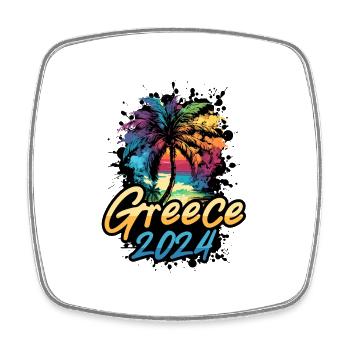 Greece 2024 Palm Trees Multicolored - Square fridge magnet - white - Front