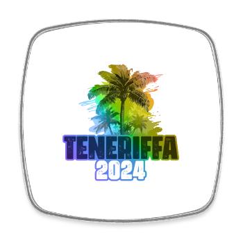 Tenerife 2024 Holiday Palm Trees Colorful - Square fridge magnet - white - Front