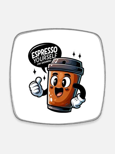 Espresso yourself - Viereckiger Kühlschrankmagnet - Weiß