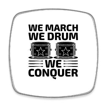 Corps de tambours Fanfare Drum Corp Musique Percussio - Magnet carré - blanc - Devant
