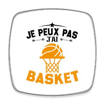 Je Peux Pas J'ai Basket Cadeau Joueur De Basket - Magnet carré - blanc - Devant