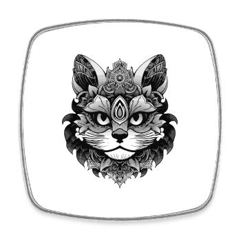 Katze Symbol Porträt Kopf Tier - Viereckiger Kühlschrankmagnet - Weiß - Vorne