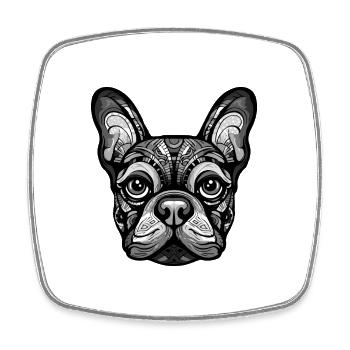 French Bulldog Dog Head - Square fridge magnet - white - Front