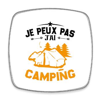 Ich kann nicht campen - Viereckiger Kühlschrankmagnet - Weiß - Vorne