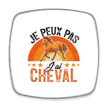 je peux pas j ai cheval - Magnet carré - blanc - Devant